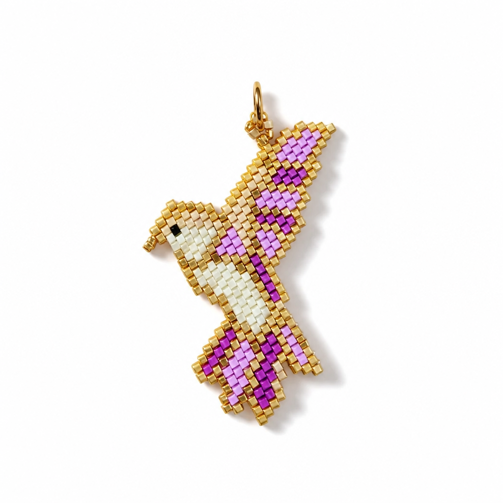 Hummingbird Beaded Pendant