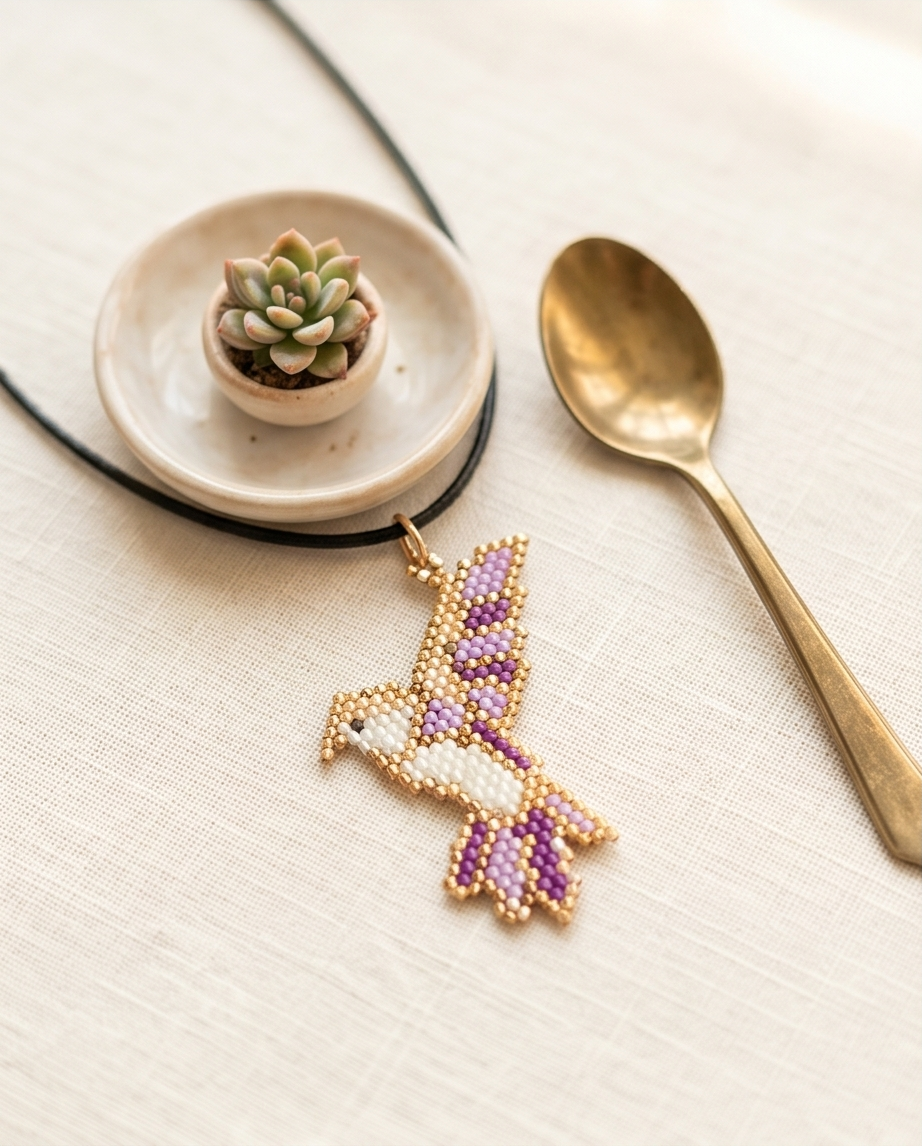 Hummingbird Beaded Pendant