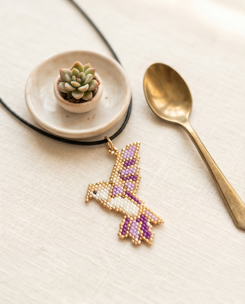 Hummingbird Beaded Pendant