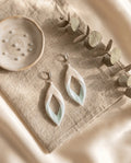 Soft Shimmer Twisted Leaf Beaded Earrings