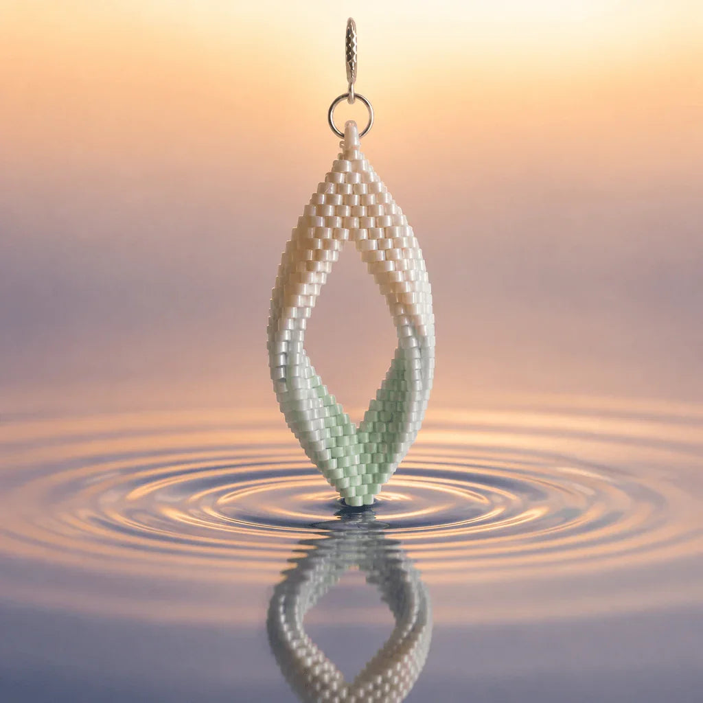 Soft Shimmer Twisted Leaf Beaded Earrings