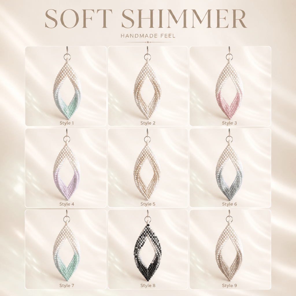 Soft Shimmer Twisted Leaf Beaded Earrings