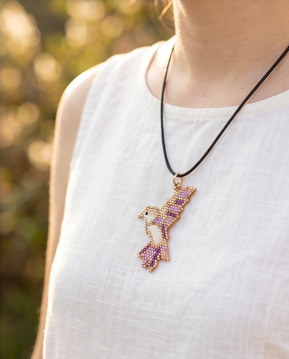 Hummingbird Beaded Pendant