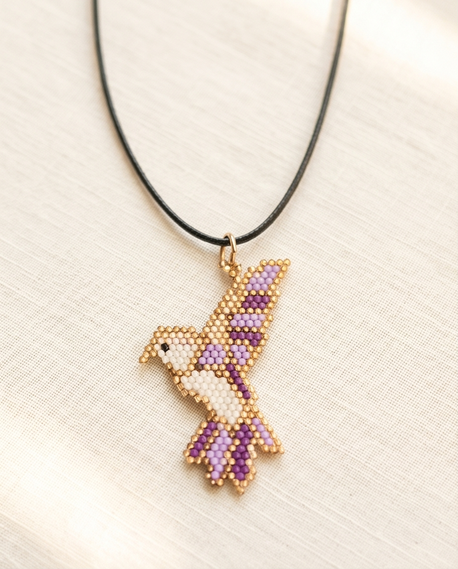 Hummingbird Beaded Pendant